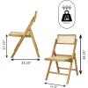 JONATHAN Y Mid-Century Vintage Wood Rattan Folding Chair, Foldable Dining Accent Seat for Living Room, Set of 2, Black (FLD1000C-SET2)(Light Brown)