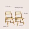 JONATHAN Y Mid-Century Vintage Wood Rattan Folding Chair, Foldable Dining Accent Seat for Living Room, Set of 2, Black (FLD1000C-SET2)(Light Brown)