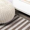 JONATHAN Y Offset Stripe Indoor Outdoor Area Rug 3X5 Black/Ivory, Sukie Modern for Backyard, Patio, Porch, Easy-Cleaning, High Traffic, Pet-Friendly, Non-Shedding (SMB133F-3)(Beige/Brown)