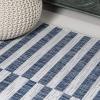 JONATHAN Y Offset Stripe Indoor Outdoor Area Rug 3X5 Black/Ivory, Sukie Modern for Backyard, Patio, Porch, Easy-Cleaning, High Traffic, Pet-Friendly, Non-Shedding (SMB133F-3)(Ivory/Blue)
