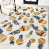 JONATHAN Y Pineapple High-Low Indoor Outdoor Area Rug 3X5 Orange/Navy, Ananas Bold for Backyard, Patio, Porch, Easy-Cleaning, High Traffic, Pet-Friendly, Non-Shedding (AMC117A-3)(4′ x 6′ (Rectangular))