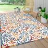 JONATHAN Y Scroll Trellis Indoor Outdoor Area Rug 3X5 Cream/Blue/Red, Atrani for Backyard, Patio, Porch, Easy-Cleaning, High Traffic, Pet-Friendly, Non-Shedding (AMC110A-3)(7’8″ x 10′ (Rectangular))