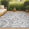 JONATHAN Y Medallion High-Low Indoor Outdoor Area Rug 3X5 Light Gray/Ivory, Lucena Modern for Backyard, Patio, Porch, Easy-Cleaning, High Traffic, Pet-Friendly, Non-Shedding (AMC104A-3)(5’3″ x 7’7″ (Rectangular))