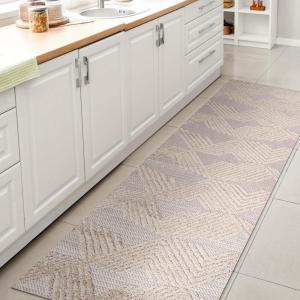 JONATHAN Y Art Deco Geometric Indoor Outdoor Runner Rug 2X8 Beige, Jazz High-Low Pile for Backyard, Patio, Porch, Easy-Cleaning, High Traffic, Pet-Friendly, Non-Shedding (SBH106B-28)(Beige)
