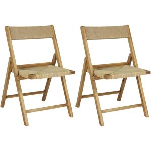 JONATHAN Y Coastal Modern Woven Seagrass Wood Folding Chair, Brown, Foldable Accent Dining Side Chair, Comfortable Space Saving Seat for Living Room Bedroom, Set of 2 (FLD1002B-SET2)(Natural)