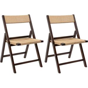JONATHAN Y Coastal Modern Woven Seagrass Wood Folding Chair, Brown, Foldable Accent Dining Side Chair, Comfortable Space Saving Seat for Living Room Bedroom, Set of 2 (FLD1002B-SET2)(Brown)
