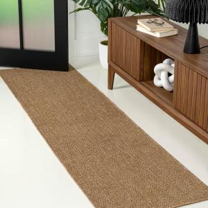 JONATHAN Y Easy Jute Rustic Indoor Outdoor Runner Rug Natural 2X8, Solana Easy Solid Color for Backyard, Patio, Porch, Easy-Cleaning, High Traffic, Pet-Friendly, Hose Washable, Non-Shedding FXV100A-28(Natural)