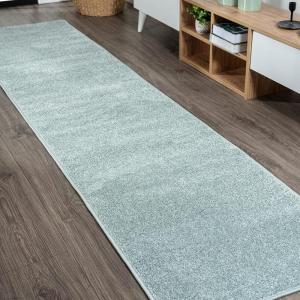 JONATHAN Y Haze Solid Low-Pile Aqua Blue Runner Rug 2×8, Coastal,Bohemian,Minimalist,Classic, Easy-Cleaning for Living Room,Bedroom,Kitchen,Pet Friendly,Non-Shedding (SEU100S-28)