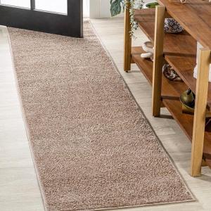 JONATHAN Y Haze Solid Low-Pile Beige Runner Rug 2×8, Coastal,Bohemian,Minimalist,Classic, Easy-Cleaning for Living Room,Bedroom,Kitchen,Pet Friendly,Non-Shedding (SEU100G-28)