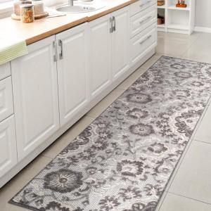 JONATHAN Y Medallion High-Low Indoor Outdoor Area Rug 3X5 Light Gray/Ivory, Lucena Modern for Backyard, Patio, Porch, Easy-Cleaning, High Traffic, Pet-Friendly, Non-Shedding (AMC104A-3)(2’3″ x 8′ (Runner))