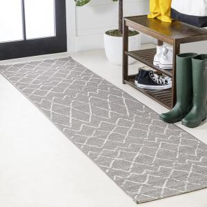 JONATHAN Y Moroccan Trellis Indoor Outdoor Area Rug 3X5 Navy/Light Gray, Madaba for Backyard, Patio, Porch, Easy-Cleaning, High Traffic, Pet-Friendly, Non-Shedding (SMB114B-3)(Gray/Cream)