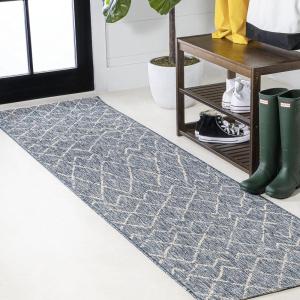 JONATHAN Y Moroccan Trellis Indoor Outdoor Area Rug 3X5 Navy/Light Gray, Madaba for Backyard, Patio, Porch, Easy-Cleaning, High Traffic, Pet-Friendly, Non-Shedding (SMB114B-3)(Navy/Light Gray)