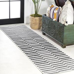 JONATHAN Y Offset Stripe Indoor Outdoor Area Rug 3X5 Black/Ivory, Sukie Modern for Backyard, Patio, Porch, Easy-Cleaning, High Traffic, Pet-Friendly, Non-Shedding (SMB133F-3)(Ivory/Black)