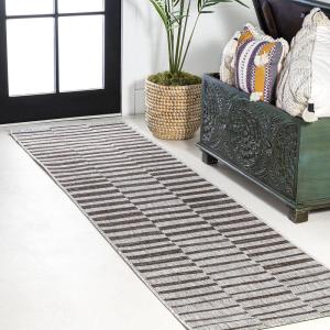 JONATHAN Y Offset Stripe Indoor Outdoor Area Rug 3X5 Black/Ivory, Sukie Modern for Backyard, Patio, Porch, Easy-Cleaning, High Traffic, Pet-Friendly, Non-Shedding (SMB133F-3)(Beige/Brown)