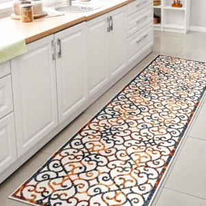 JONATHAN Y Scroll Trellis Indoor Outdoor Area Rug 3X5 Cream/Blue/Red, Atrani for Backyard, Patio, Porch, Easy-Cleaning, High Traffic, Pet-Friendly, Non-Shedding (AMC110A-3)(2’3″ x 8′ (Runner))