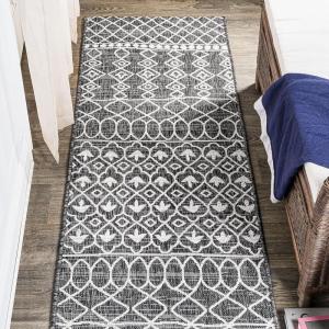 JONATHAN Y Tribal Bohemian Indoor Outdoor Area Rug 3X5 Black/Ivory, Kafel for Backyard, Patio, Porch, Easy-Cleaning, High Traffic, Pet-Friendly, Non-Shedding (SMB130F-3)(Black/Ivory)