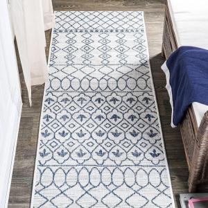 JONATHAN Y Tribal Bohemian Indoor Outdoor Area Rug 3X5 Black/Ivory, Kafel for Backyard, Patio, Porch, Easy-Cleaning, High Traffic, Pet-Friendly, Non-Shedding (SMB130F-3)(Ivory/Blue)