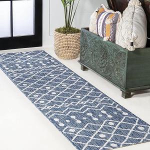 JONATHAN Y Tribal Bohemian Indoor Outdoor Area Rug 3X5 Brown/Beige, Nokat for Backyard, Patio, Porch, Easy-Cleaning, High Traffic, Pet-Friendly, Non-Shedding (SMB131B-3)(Blue/Ivory)