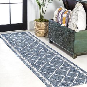 JONATHAN Y Tribal Diamond Trellis Indoor Outdoor Area Rug 3X5 Black/Ivory, Derya for Backyard, Patio, Porch, Easy-Cleaning, High Traffic, Pet-Friendly, Non-Shedding (SMB129E-3)(Blue/Ivory)