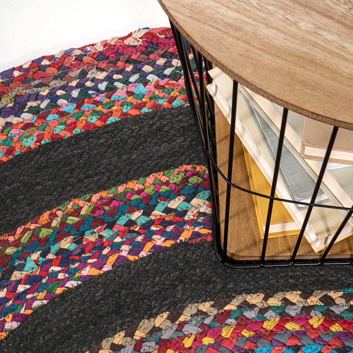 image:imageJONATHAN Y Abyss Braided Jute WhiteMulti 5 Round Indoor Area Rug Bohemian Classic Coastal EasyCleaning for Living Room Bedroom Kitchen Pet Friendly NonShedding RNF117B5RRed