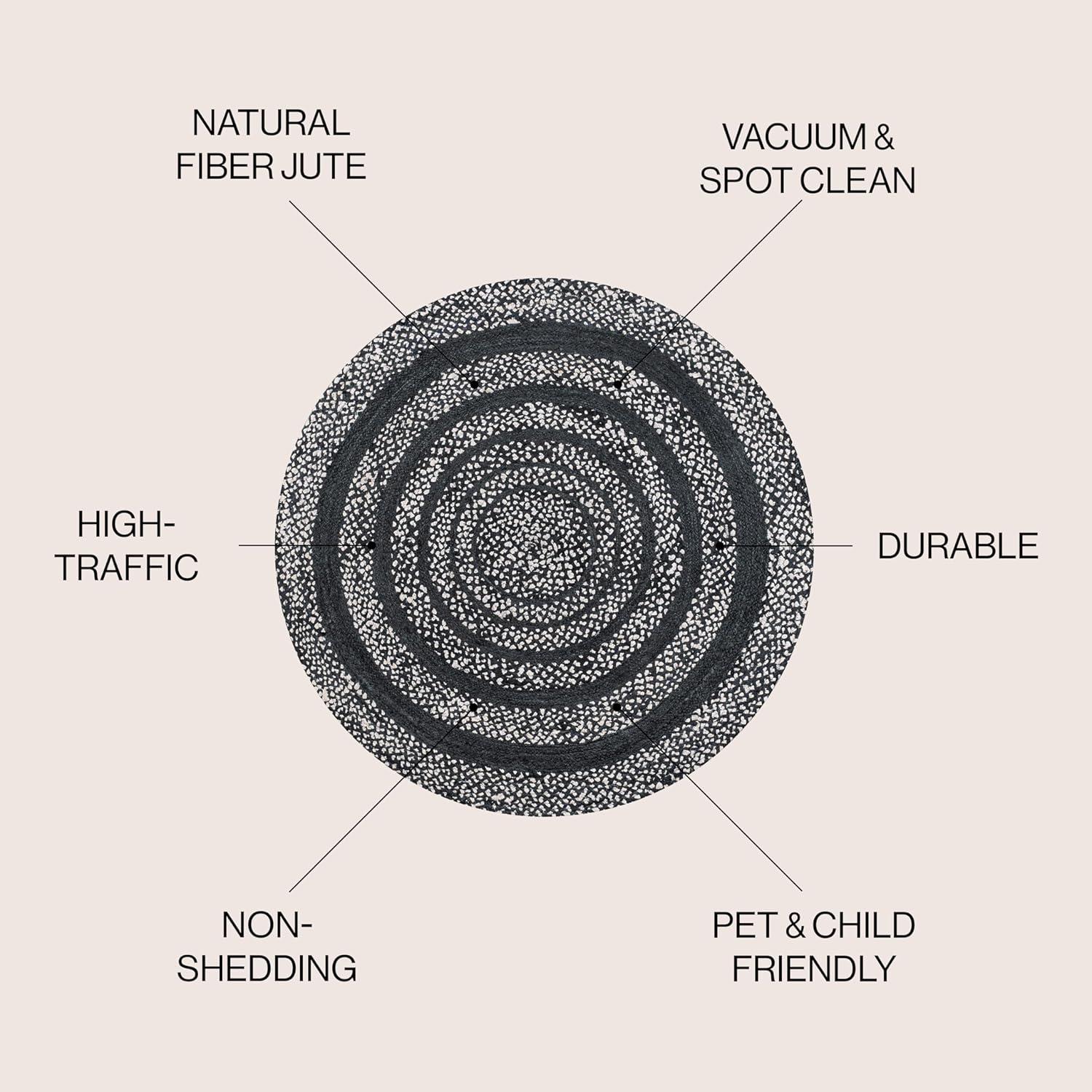 image:imageJONATHAN Y Abyss Braided Jute WhiteMulti 5 Round Indoor Area Rug Bohemian Classic Coastal EasyCleaning for Living Room Bedroom Kitchen Pet Friendly NonShedding RNF117B5RBlack
