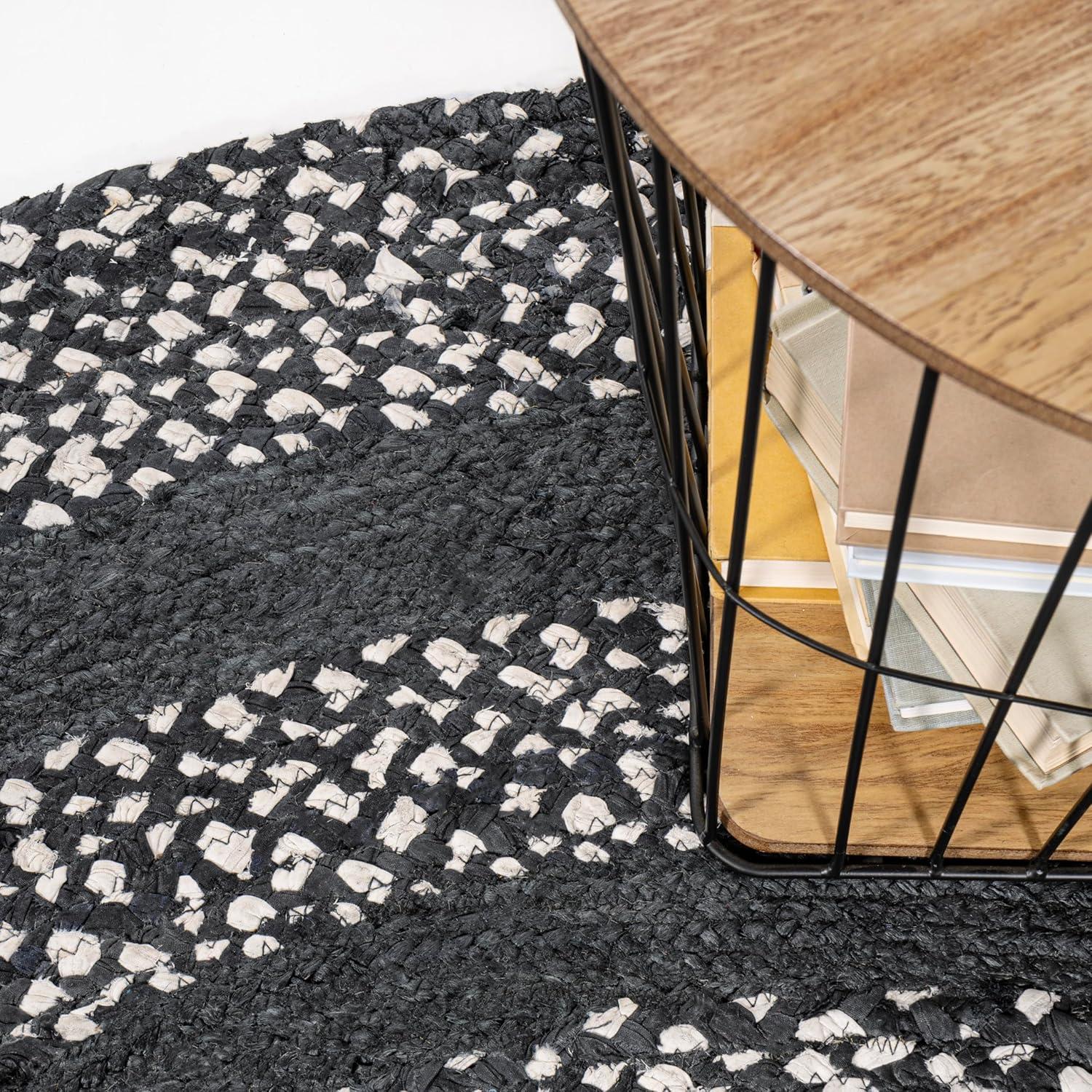 image:imageJONATHAN Y Abyss Braided Jute WhiteMulti 5 Round Indoor Area Rug Bohemian Classic Coastal EasyCleaning for Living Room Bedroom Kitchen Pet Friendly NonShedding RNF117B5RBlack