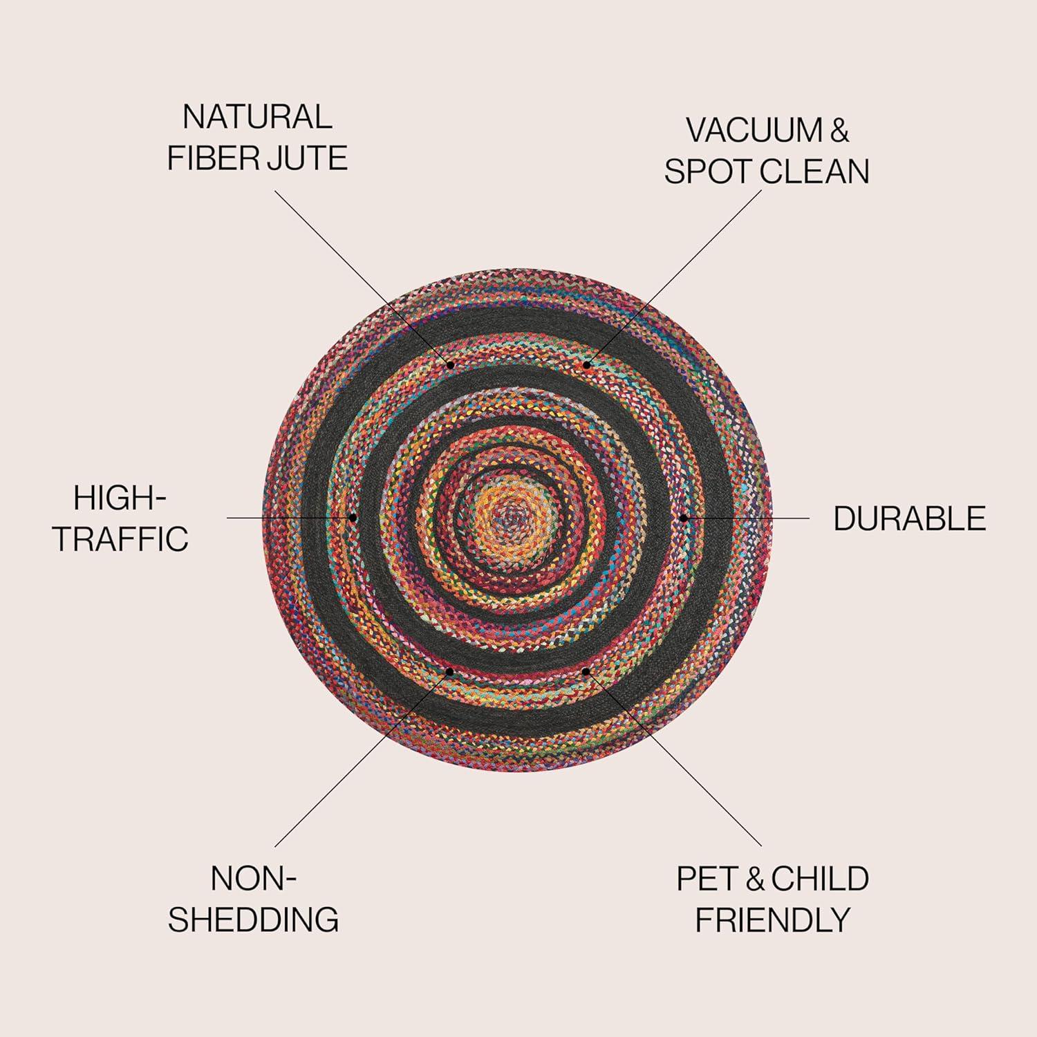 image:imageJONATHAN Y Abyss Braided Jute WhiteMulti 5 Round Indoor Area Rug Bohemian Classic Coastal EasyCleaning for Living Room Bedroom Kitchen Pet Friendly NonShedding RNF117B5RRed