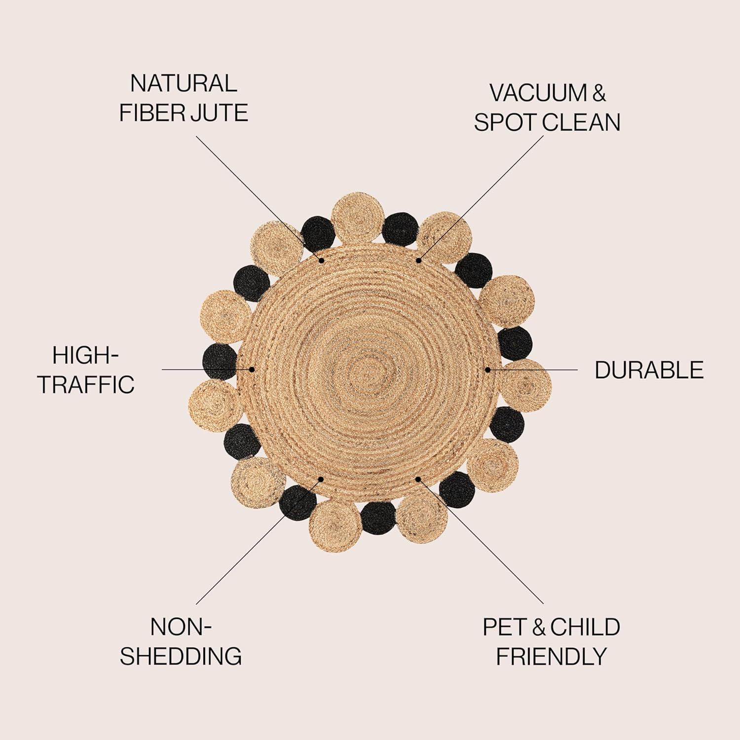 image:imageJONATHAN Y Ayana TwoTone Jute Hippy Circle NaturalCream 5 Round Indoor Area Rug Cottage Coastal EasyCleaning for Living Room Bedroom Kitchen Pet Friendly NonShedding RNF107A5RNaturalBlack