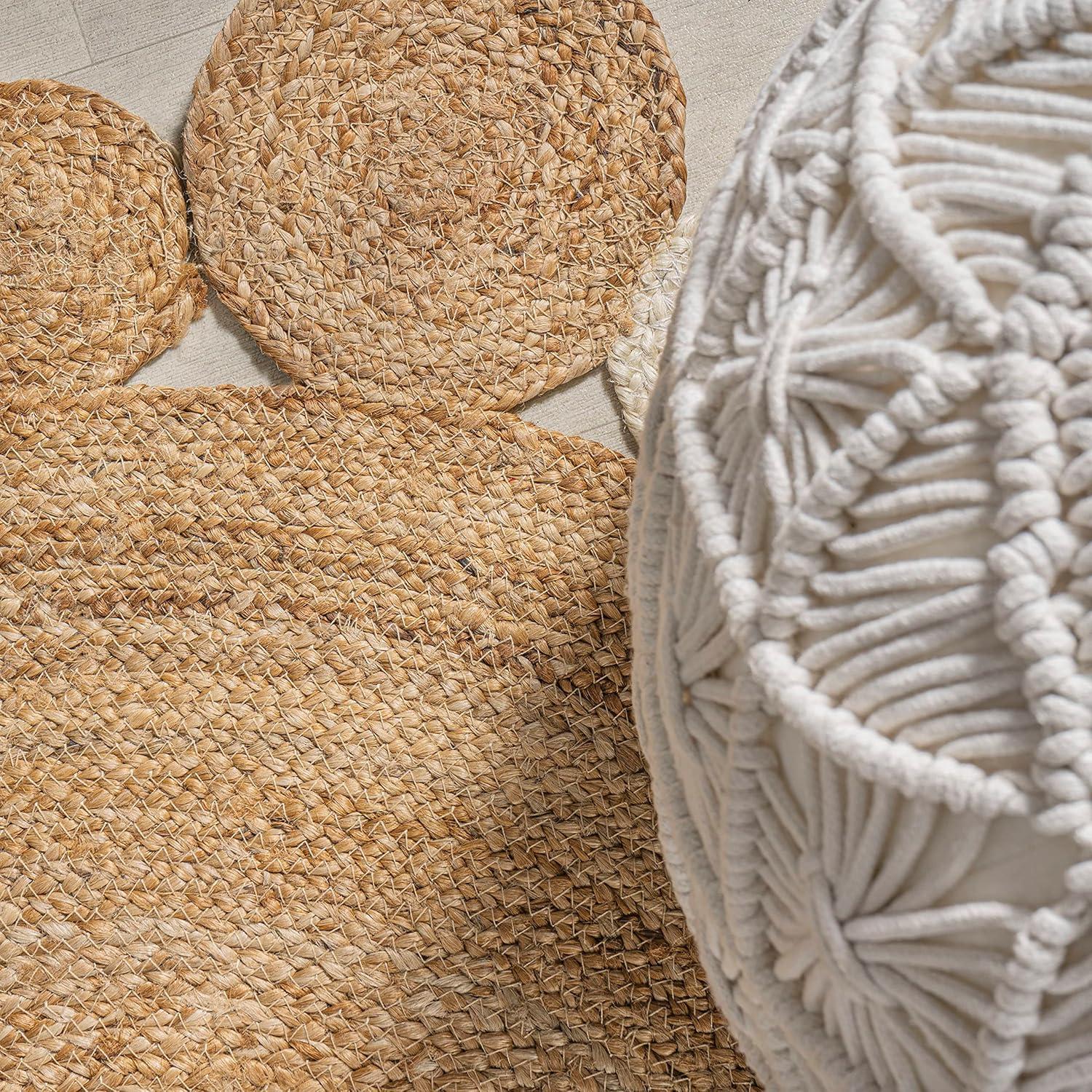 image:imageJONATHAN Y Ayana TwoTone Jute Hippy Circle NaturalCream 5 Round Indoor Area Rug Cottage Coastal EasyCleaning for Living Room Bedroom Kitchen Pet Friendly NonShedding RNF107A5RNaturalCream