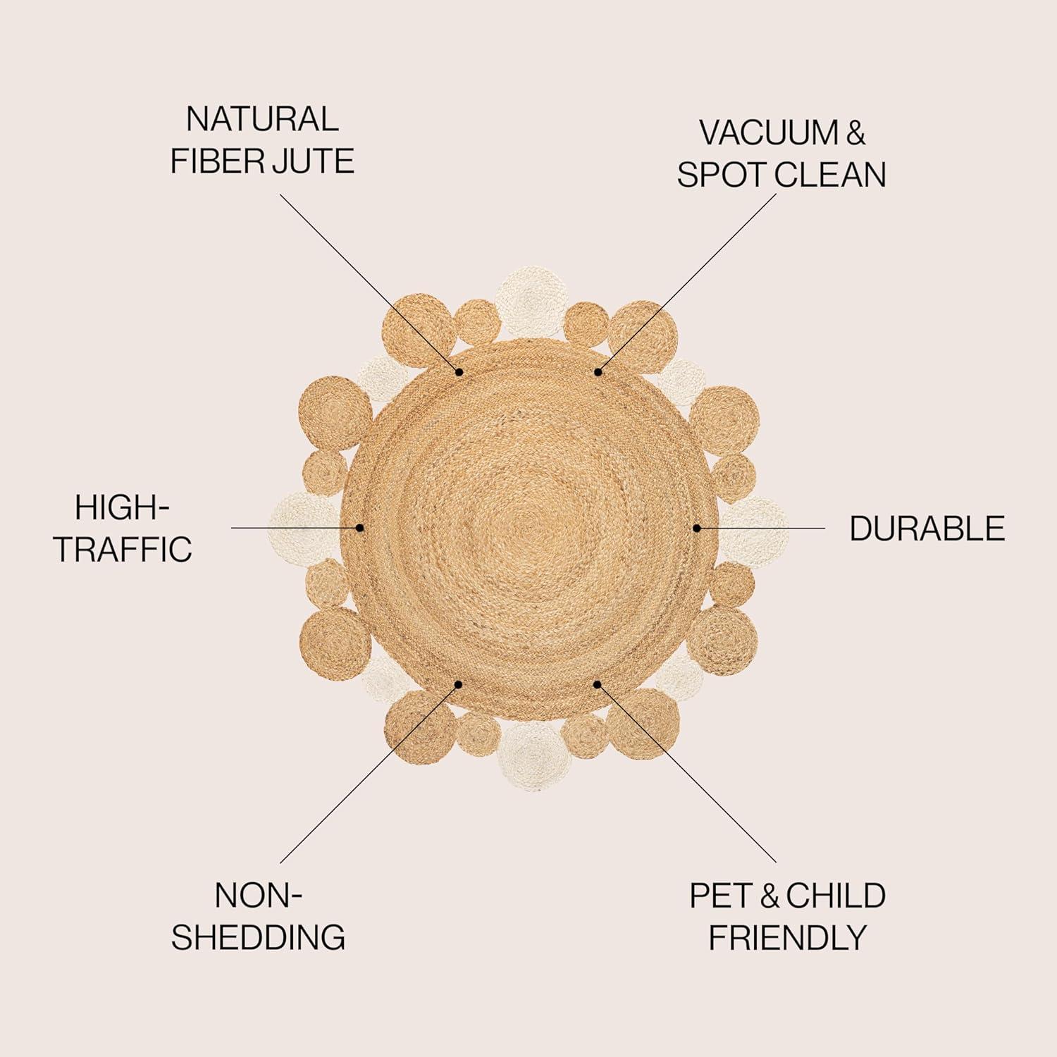 image:imageJONATHAN Y Ayana TwoTone Jute Hippy Circle NaturalCream 5 Round Indoor Area Rug Cottage Coastal EasyCleaning for Living Room Bedroom Kitchen Pet Friendly NonShedding RNF107A5RNaturalCream