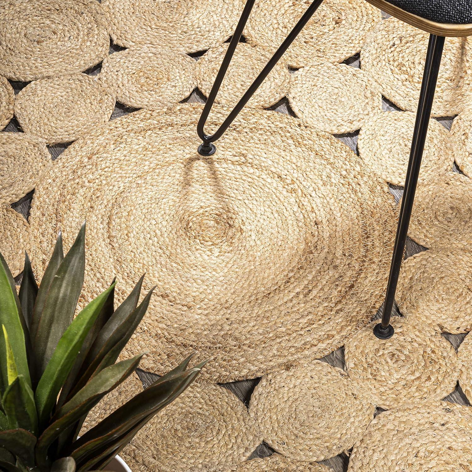 image:imageJONATHAN Y Cassia Jute Boho Circle Natural 5 Round Indoor Area Rug NaturalFibers Geometric EasyCleaning for Living Room Bedroom Kitchen Pet Friendly NonShedding RNF100A5R8 Round