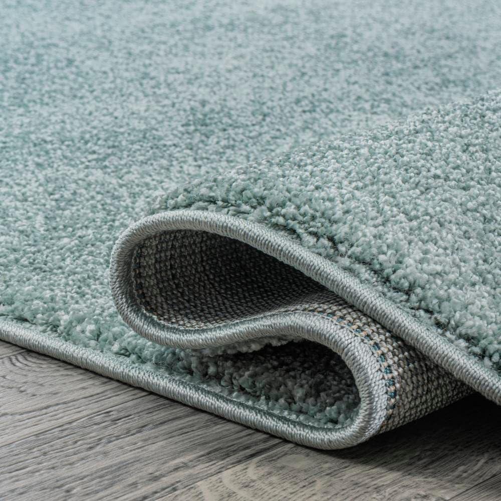 image:imageJONATHAN Y Haze Solid LowPile Aqua Blue 5 Round Indoor Area Rug CoastalBohemianMinimalistClassic EasyCleaning for Living RoomBedroomKitchenPet FriendlyNonShedding SEU100S5R