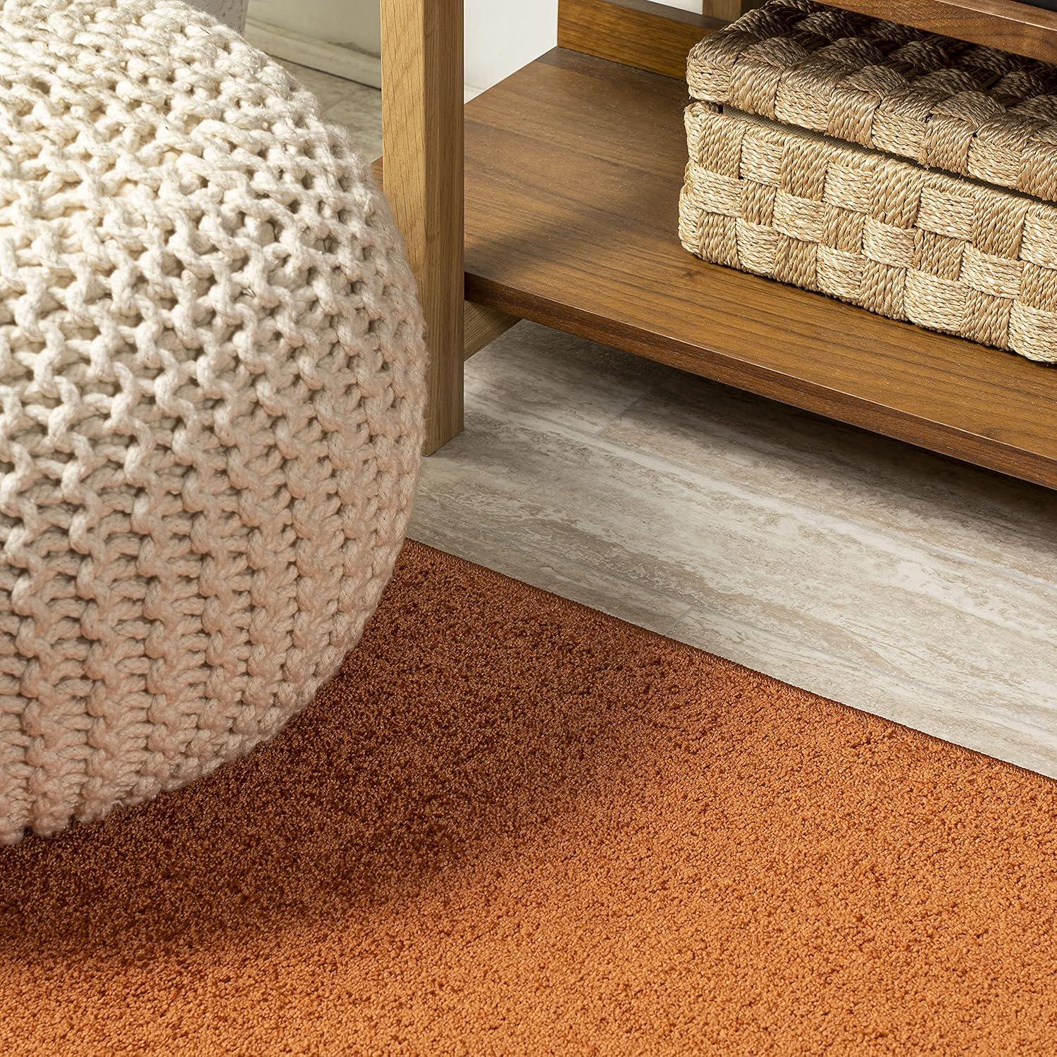 image:imageJONATHAN Y Haze Solid LowPile Orange 5x5 Square Indoor Area Rug CoastalBohemianMinimalistClassic EasyCleaning for Living RoomBedroomKitchenPet FriendlyNonShedding SEU100M5SQ