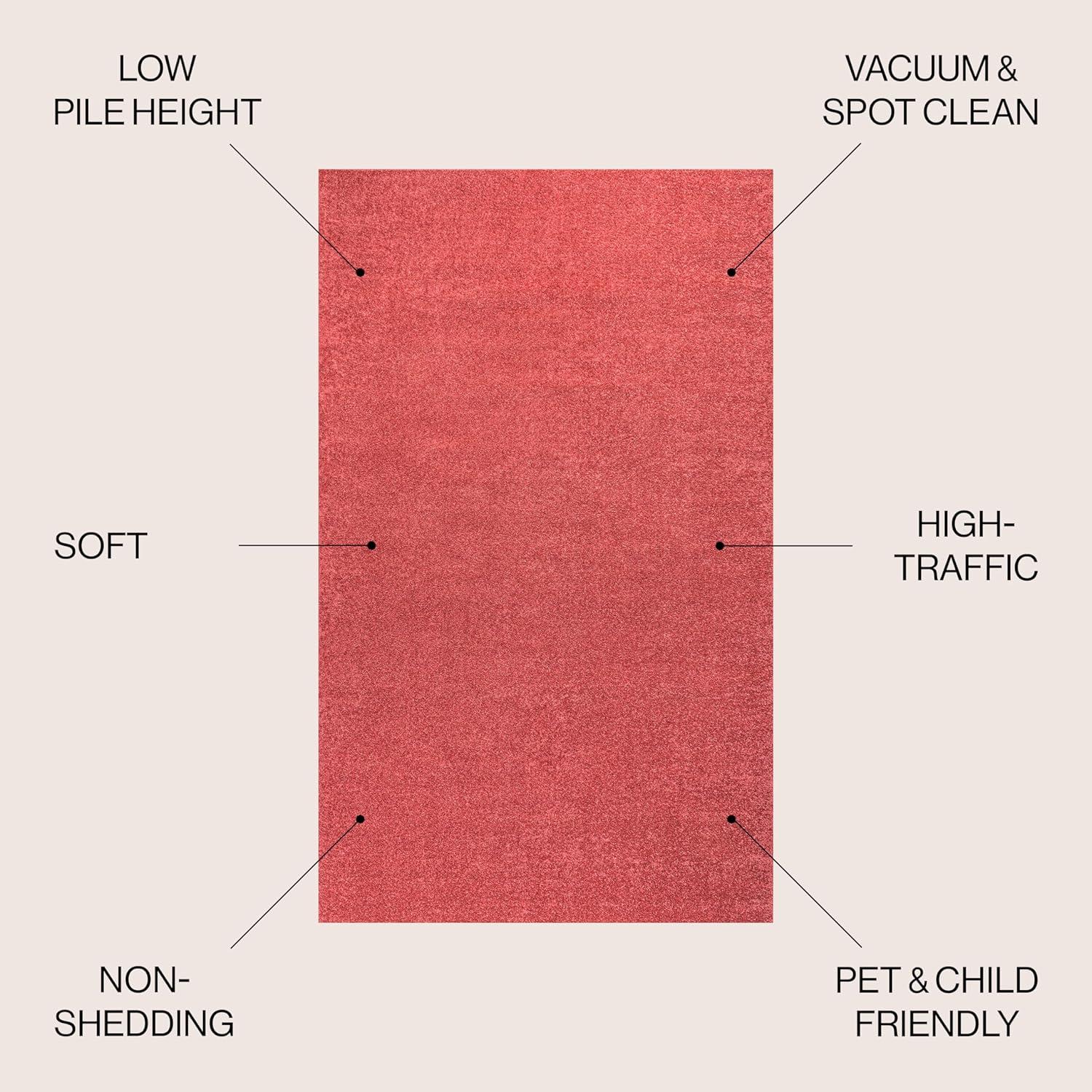 image:imageJONATHAN Y Haze Solid LowPile Red 5 Round Indoor Area Rug CoastalBohemianMinimalistClassic EasyCleaning for Living RoomBedroomKitchenPet FriendlyNonShedding SEU100E5R