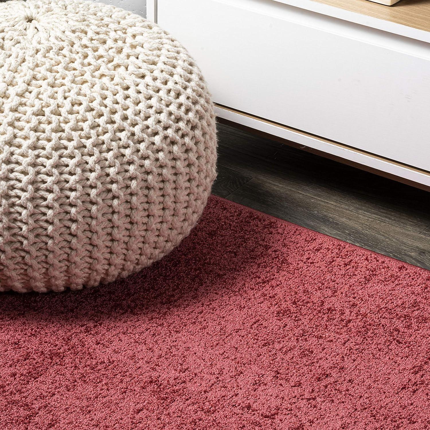 image:imageJONATHAN Y Haze Solid LowPile Red 5 Round Indoor Area Rug CoastalBohemianMinimalistClassic EasyCleaning for Living RoomBedroomKitchenPet FriendlyNonShedding SEU100E5R