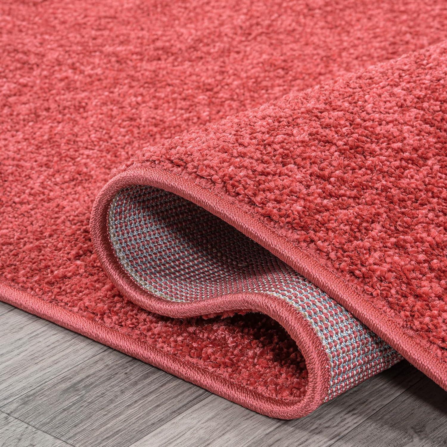 image:imageJONATHAN Y Haze Solid LowPile Red 5x5 Square Indoor Area Rug CoastalBohemianMinimalistClassic EasyCleaning for Living RoomBedroomKitchenPet FriendlyNonShedding SEU100E5SQ