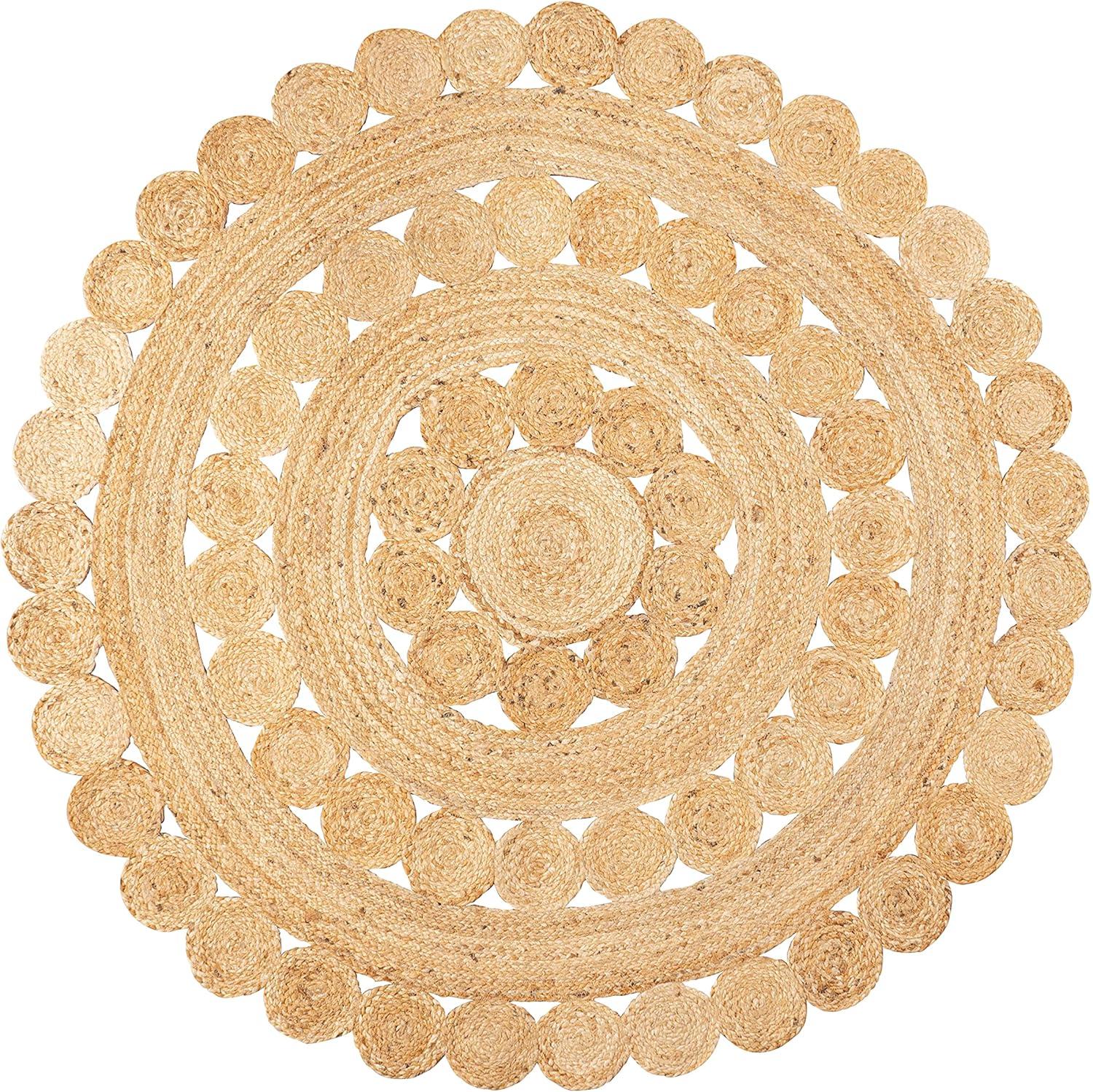 image:imageJONATHAN Y Jute Medallion Circle Natural 5 Round Indoor Area Rug Daisy Hippy Geometric Cottage EasyCleaning for Living Room Bedroom Kitchen Pet Friendly NonShedding RNF114A5R41 Round