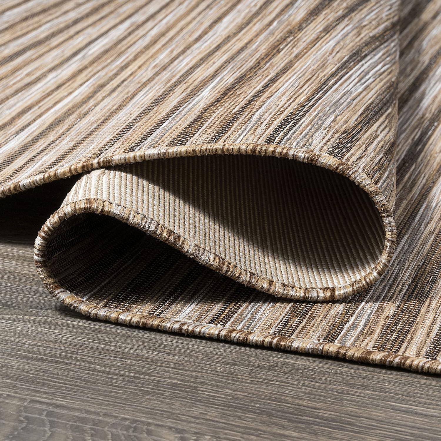 image:imageJONATHAN Y Pinstripe Indoor Outdoor Round Area Rug 6 Ft BrownNatural Finn Modern Farmhouse for Backyard Patio Porch EasyCleaning High Traffic PetFriendly NonShedding TSN102B6RBrownNatural