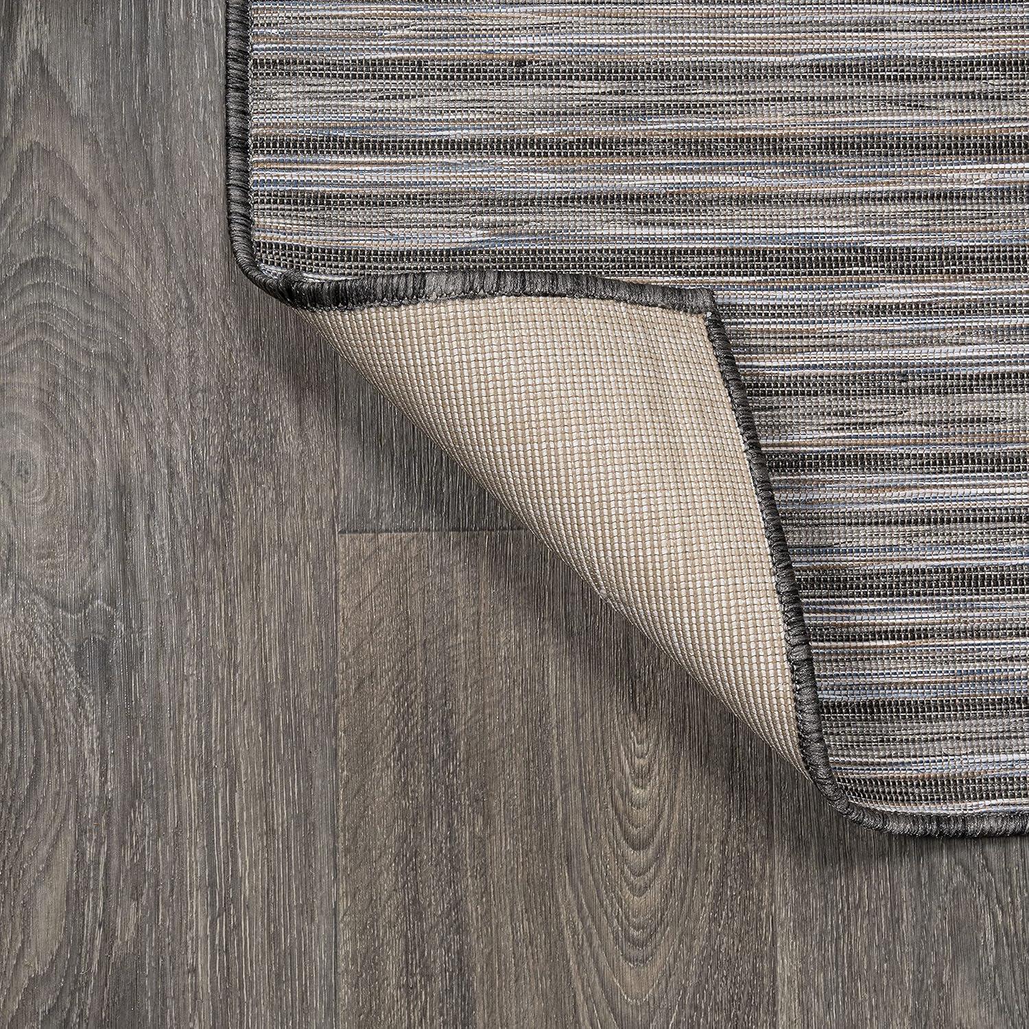 image:imageJONATHAN Y Pinstripe Indoor Outdoor Round Area Rug 6 Ft BrownNatural Finn Modern Farmhouse for Backyard Patio Porch EasyCleaning High Traffic PetFriendly NonShedding TSN102B6RDark GrayBlue