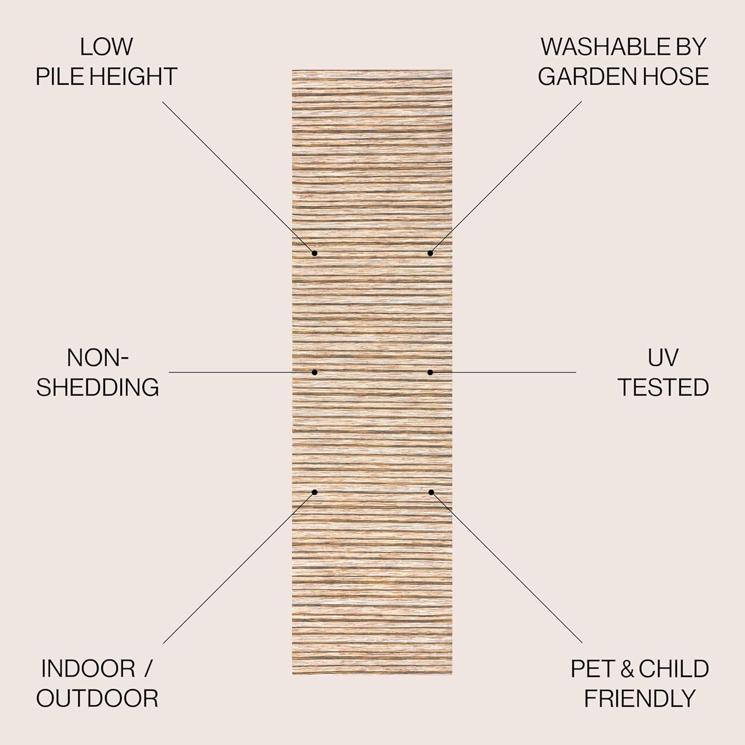 image:imageJONATHAN Y Pinstripe Indoor Outdoor Round Area Rug 6 Ft BrownNatural Finn Modern Farmhouse for Backyard Patio Porch EasyCleaning High Traffic PetFriendly NonShedding TSN102B6RBrownNatural