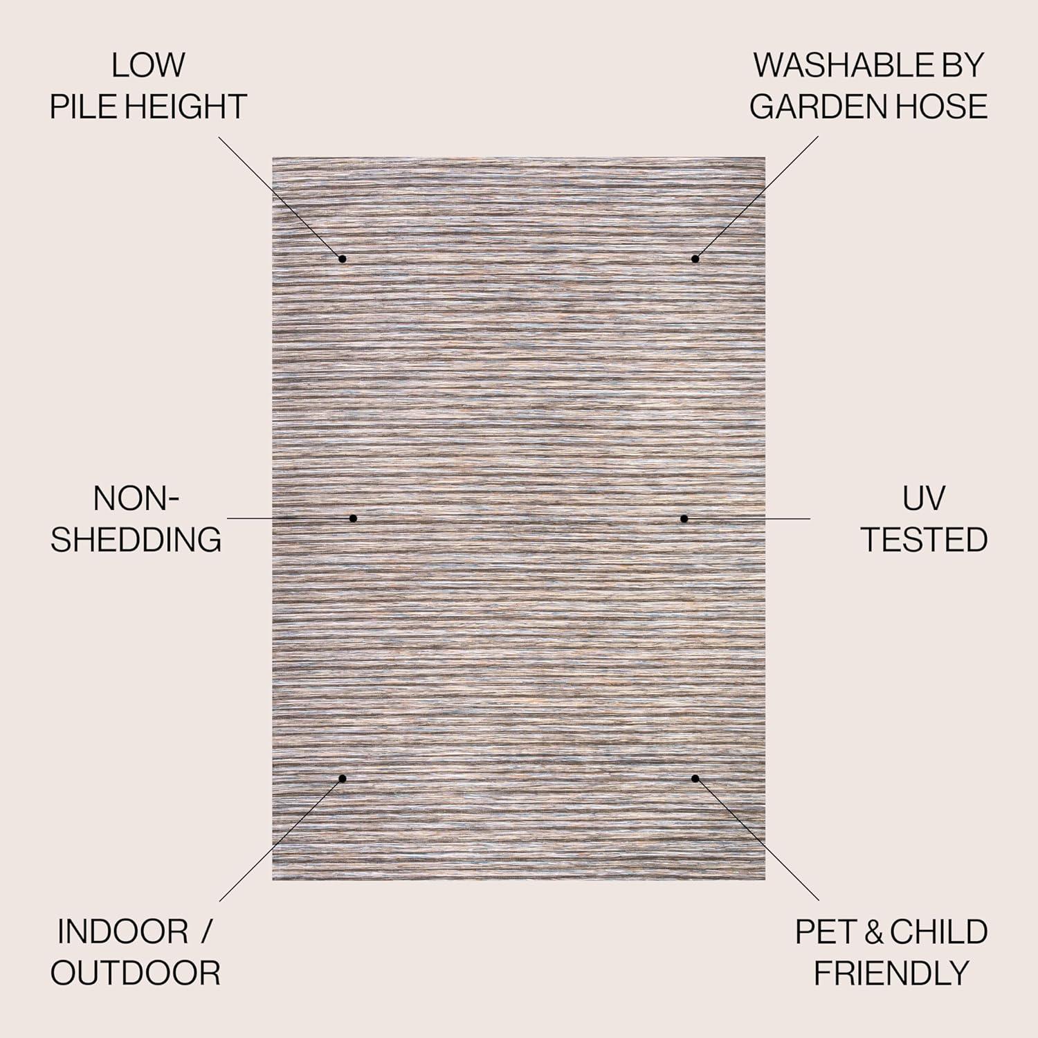 image:imageJONATHAN Y Pinstripe Indoor Outdoor Round Area Rug 6 Ft BrownNatural Finn Modern Farmhouse for Backyard Patio Porch EasyCleaning High Traffic PetFriendly NonShedding TSN102B6RDark GrayBlue