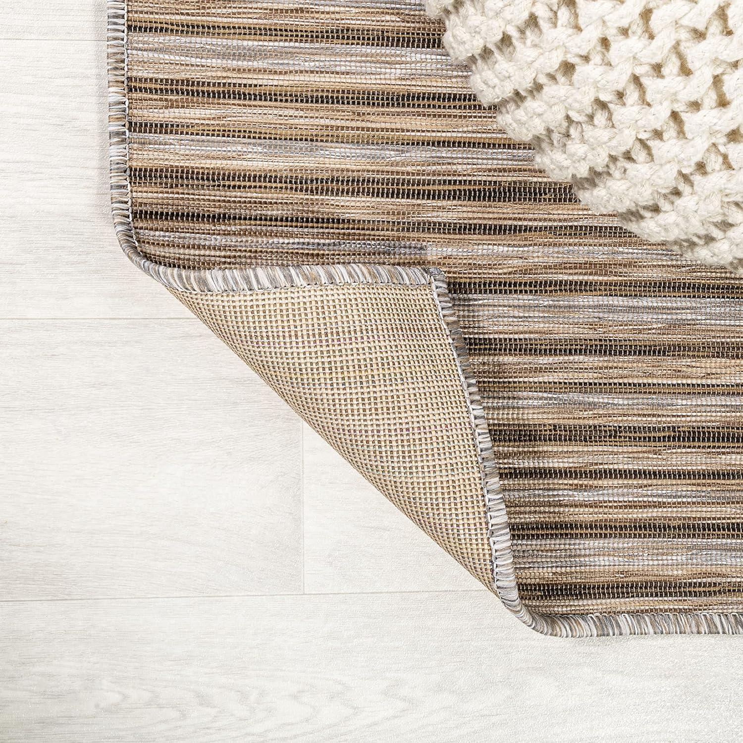 image:imageJONATHAN Y Pinstripe Indoor Outdoor Round Area Rug 6 Ft BrownNatural Finn Modern Farmhouse for Backyard Patio Porch EasyCleaning High Traffic PetFriendly NonShedding TSN102B6RBrownNatural