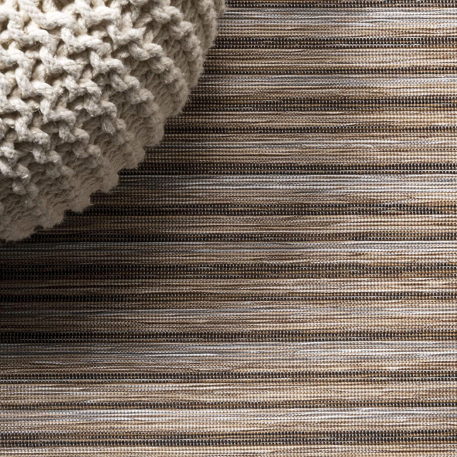 image:imageJONATHAN Y Pinstripe Indoor Outdoor Round Area Rug 6 Ft BrownNatural Finn Modern Farmhouse for Backyard Patio Porch EasyCleaning High Traffic PetFriendly NonShedding TSN102B6RBrownNatural
