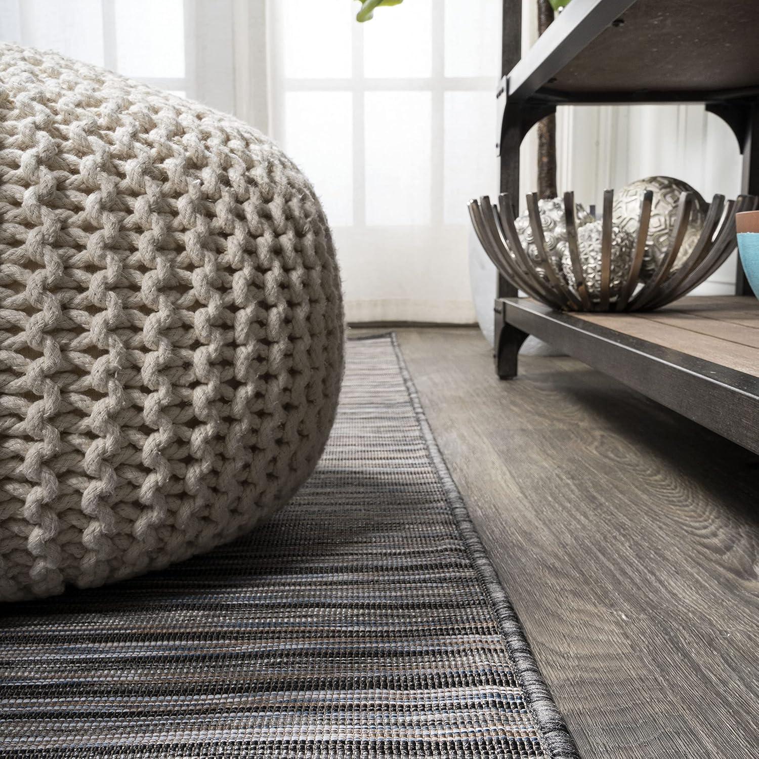 image:imageJONATHAN Y Pinstripe Indoor Outdoor Round Area Rug 6 Ft BrownNatural Finn Modern Farmhouse for Backyard Patio Porch EasyCleaning High Traffic PetFriendly NonShedding TSN102B6RDark GrayBlue