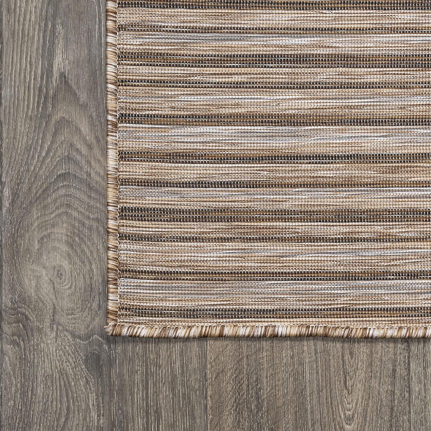 image:imageJONATHAN Y Pinstripe Indoor Outdoor Round Area Rug 6 Ft BrownNatural Finn Modern Farmhouse for Backyard Patio Porch EasyCleaning High Traffic PetFriendly NonShedding TSN102B6RBrownNatural