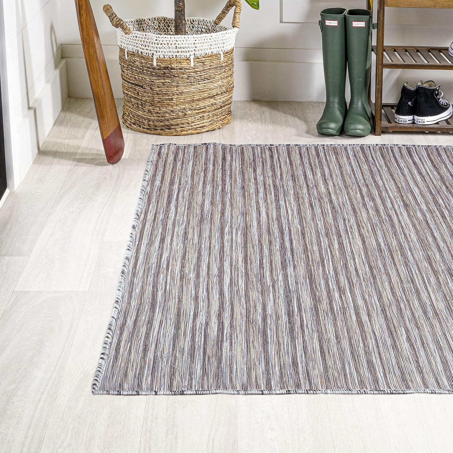 image:imageJONATHAN Y Pinstripe Indoor Outdoor Round Area Rug 6 Ft BrownNatural Finn Modern Farmhouse for Backyard Patio Porch EasyCleaning High Traffic PetFriendly NonShedding TSN102B6RDark GrayBlue