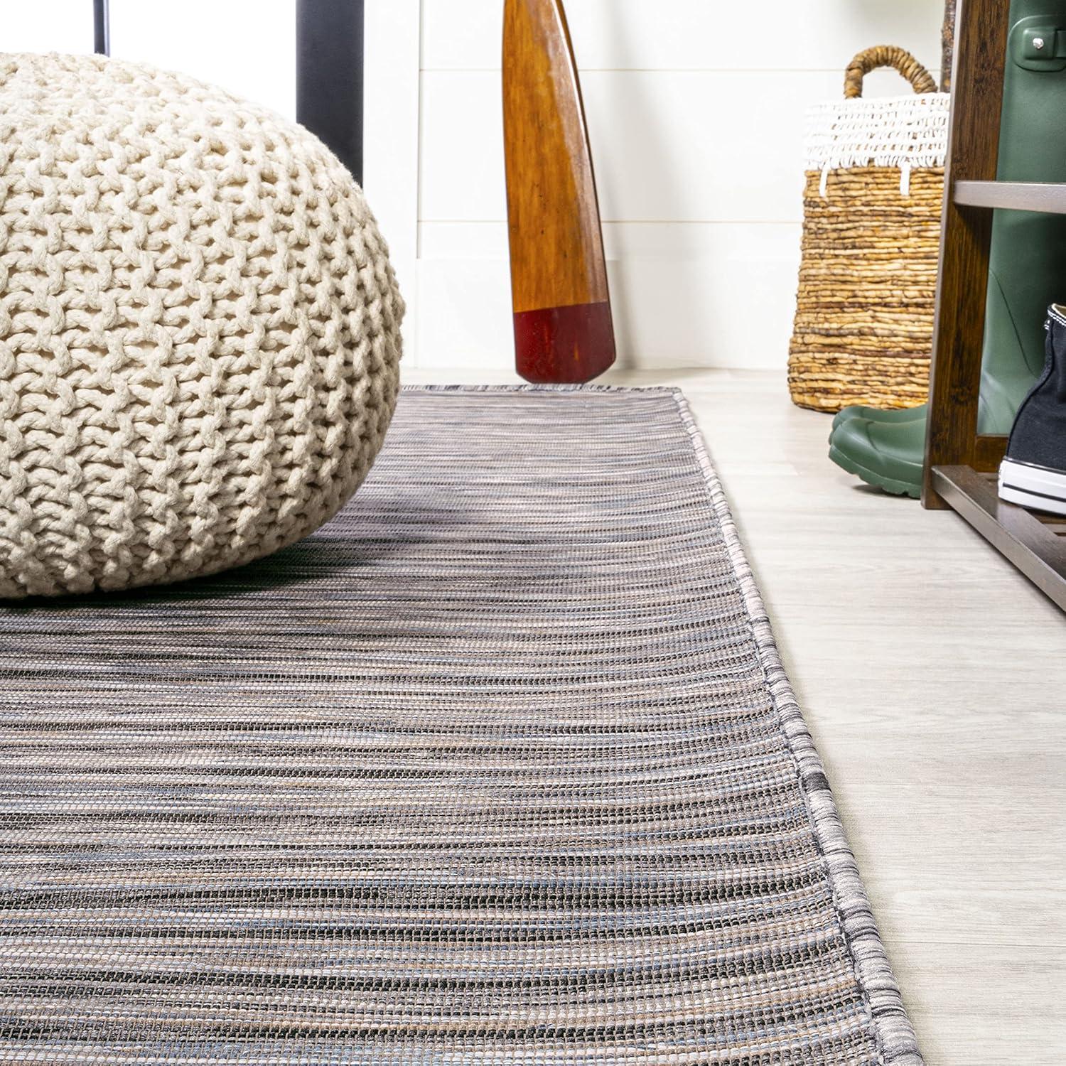 image:imageJONATHAN Y Pinstripe Indoor Outdoor Round Area Rug 6 Ft BrownNatural Finn Modern Farmhouse for Backyard Patio Porch EasyCleaning High Traffic PetFriendly NonShedding TSN102B6RDark GrayBlue