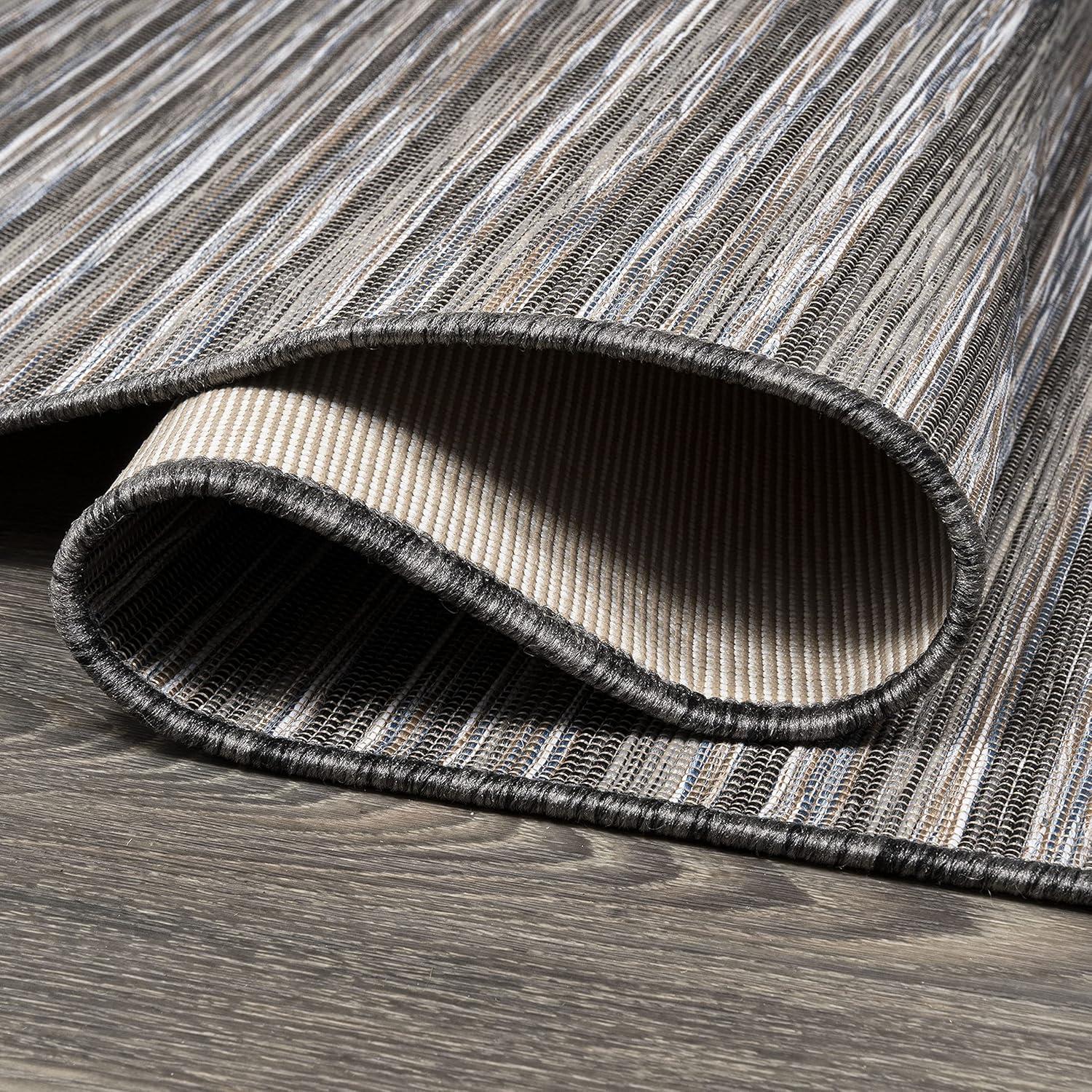 image:imageJONATHAN Y Pinstripe Indoor Outdoor Round Area Rug 6 Ft BrownNatural Finn Modern Farmhouse for Backyard Patio Porch EasyCleaning High Traffic PetFriendly NonShedding TSN102B6RDark GrayBlue