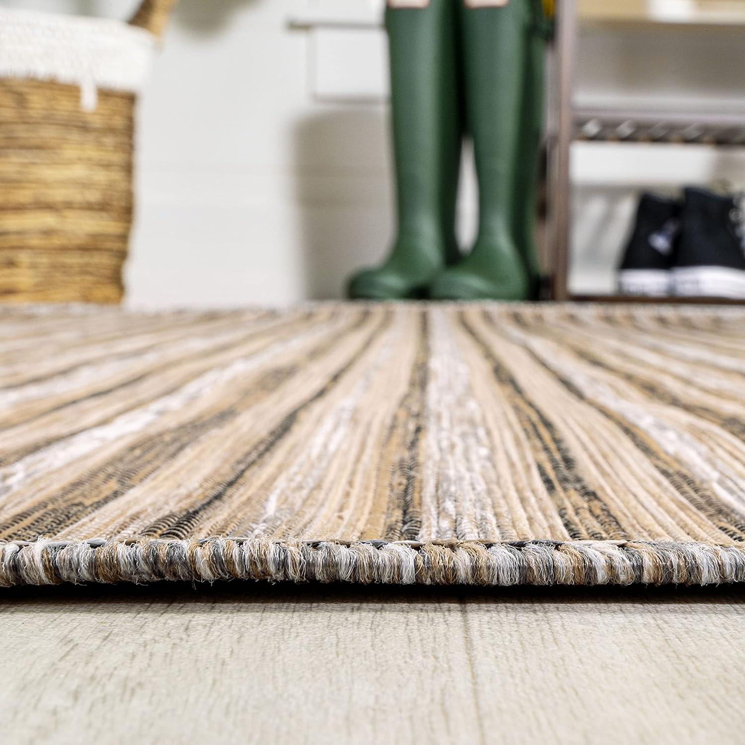 image:imageJONATHAN Y Pinstripe Indoor Outdoor Round Area Rug 6 Ft BrownNatural Finn Modern Farmhouse for Backyard Patio Porch EasyCleaning High Traffic PetFriendly NonShedding TSN102B6RBrownNatural
