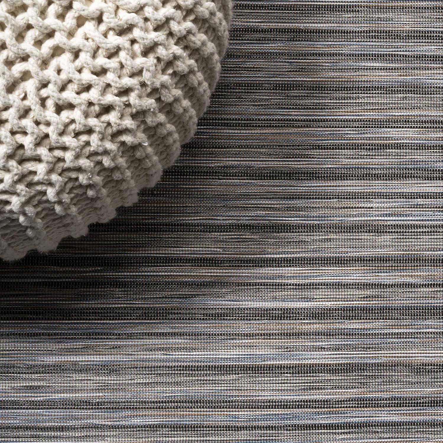 image:imageJONATHAN Y Pinstripe Indoor Outdoor Round Area Rug 6 Ft BrownNatural Finn Modern Farmhouse for Backyard Patio Porch EasyCleaning High Traffic PetFriendly NonShedding TSN102B6RDark GrayBlue